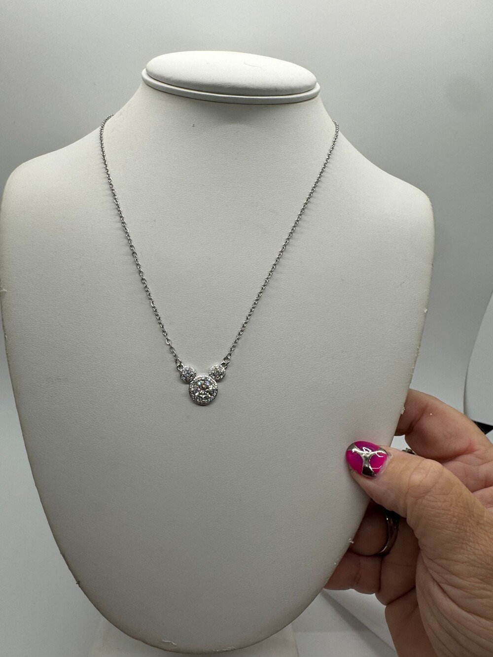 Sterling Silver 1Ct GRA Moissanite Mickey Mouse Pendant Necklace 925